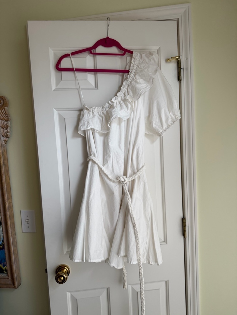 RHODE White One-Shoulder Mini Dress with Ruffle